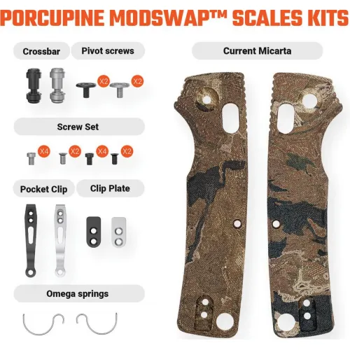 Vosteed Porcupine ModSwap Scales Full Kit - Canvas Rag Burl Yellow  Current Micarta