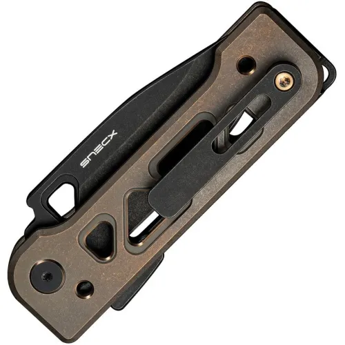 We Knife Tyro Superlock Folding Knife - 2.91" CPM-20CV DP Blade Bronze Machined Titanium Handle