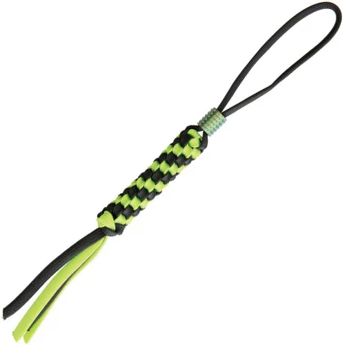We Knife Black and Green Paracord Lanyard with Green Anodized Tatanium Bead - 8.25"